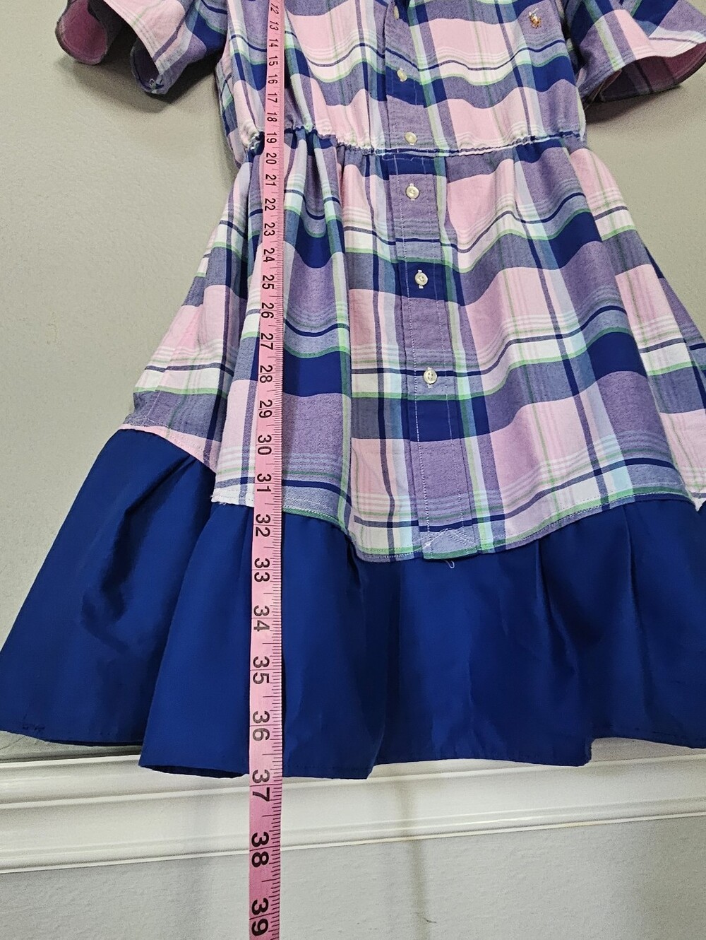 Ralph Lauren Pink, Blue  Plaid Shirt Dress - Picture 8 of 14